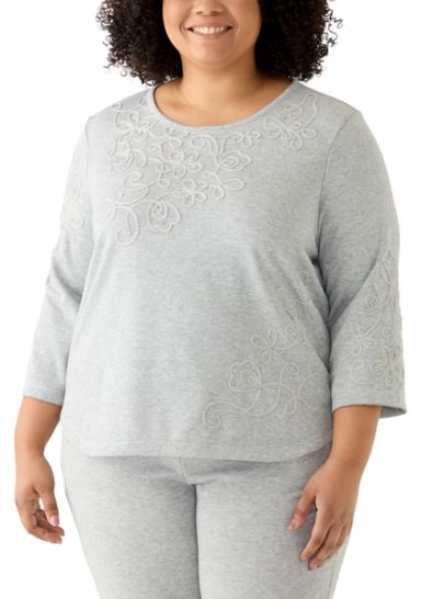  Plus Size Casual Vibe Asymmetric Soutache Floral Top