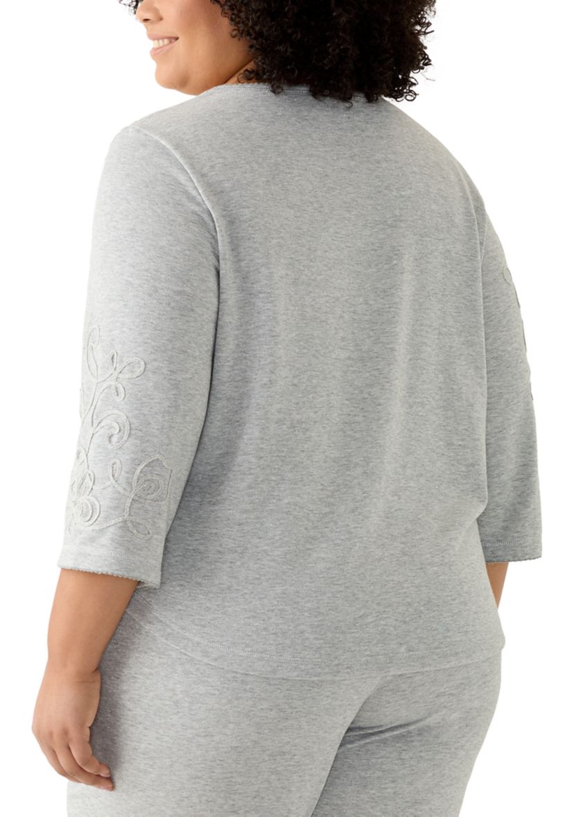   Plus Size Casual Vibe Asymmetric Soutache Floral Top