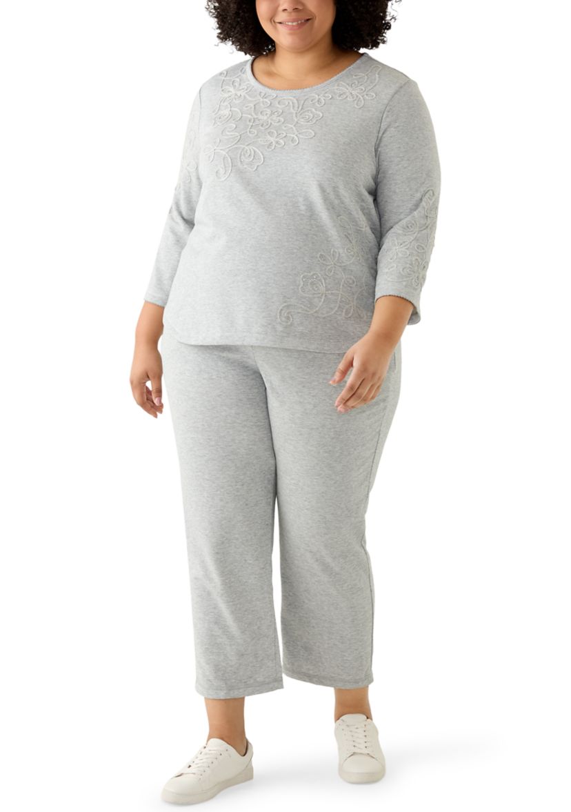   Plus Size Casual Vibe Asymmetric Soutache Floral Top