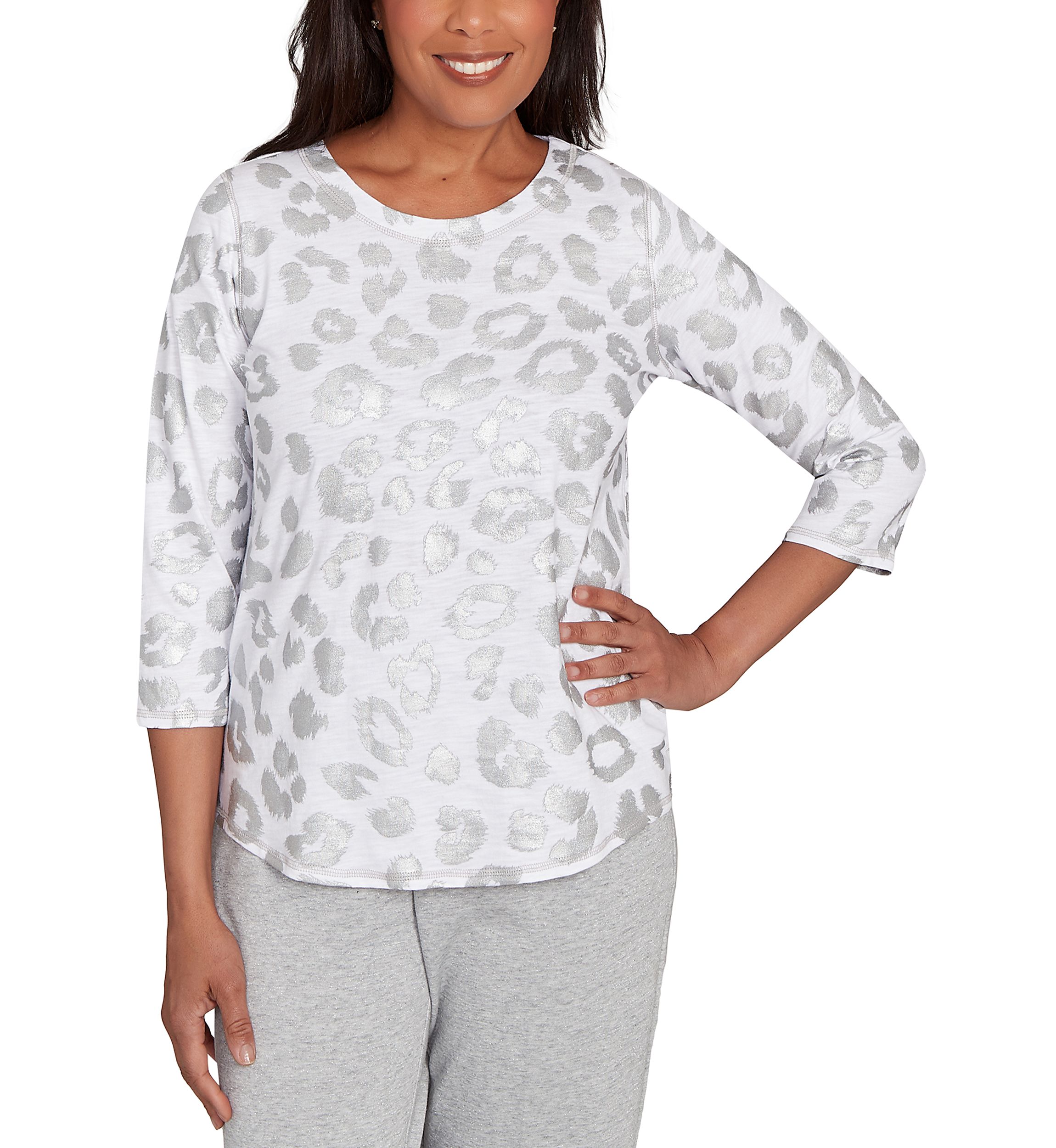 Petite Casual Vibe Monotone Animal Top