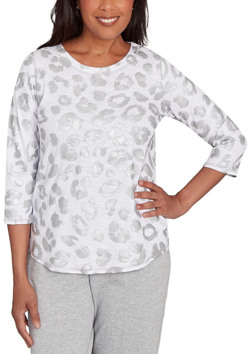 Petite Casual Vibe Monotone Animal Top