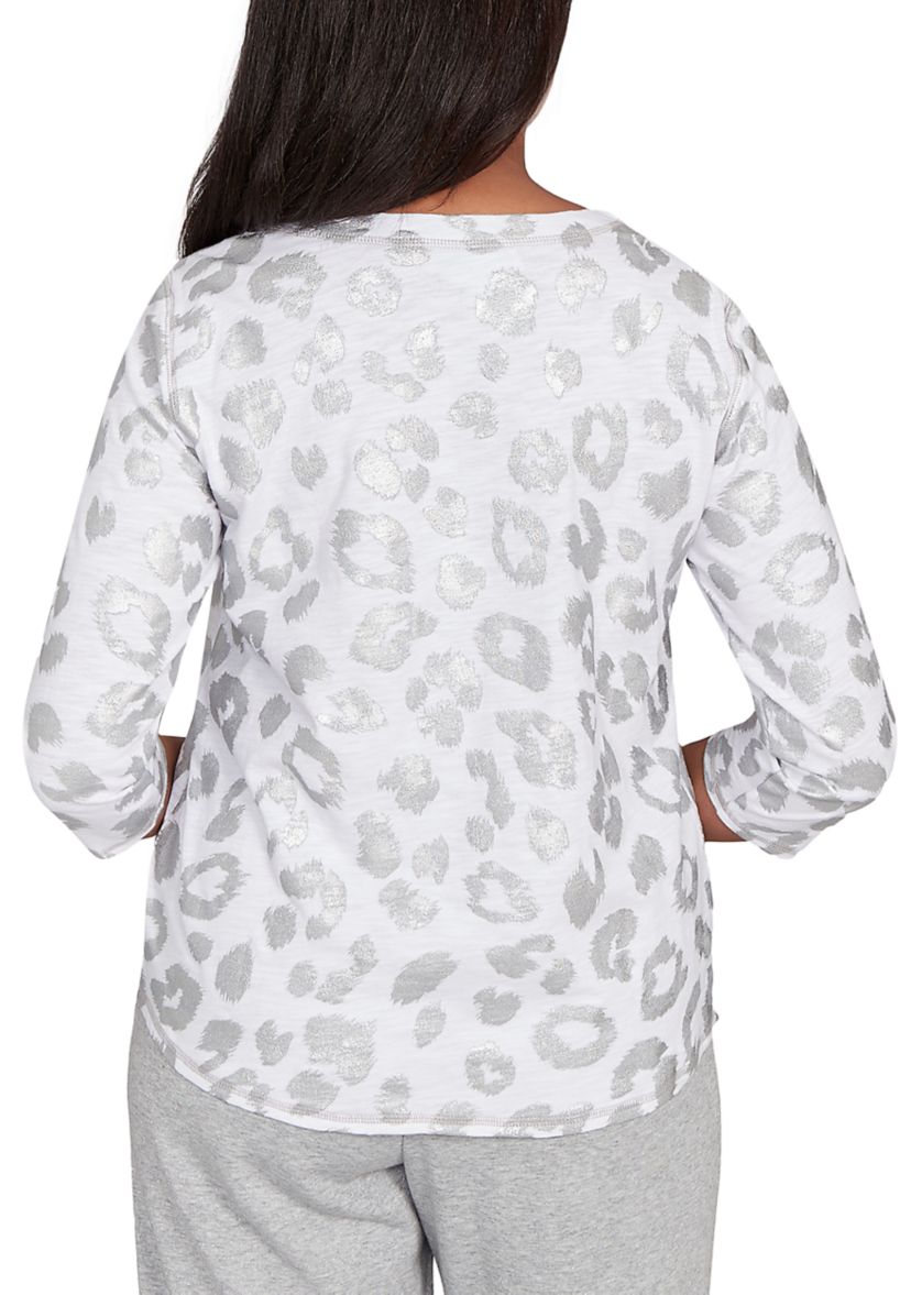 Petite Casual Vibe Monotone Animal Top