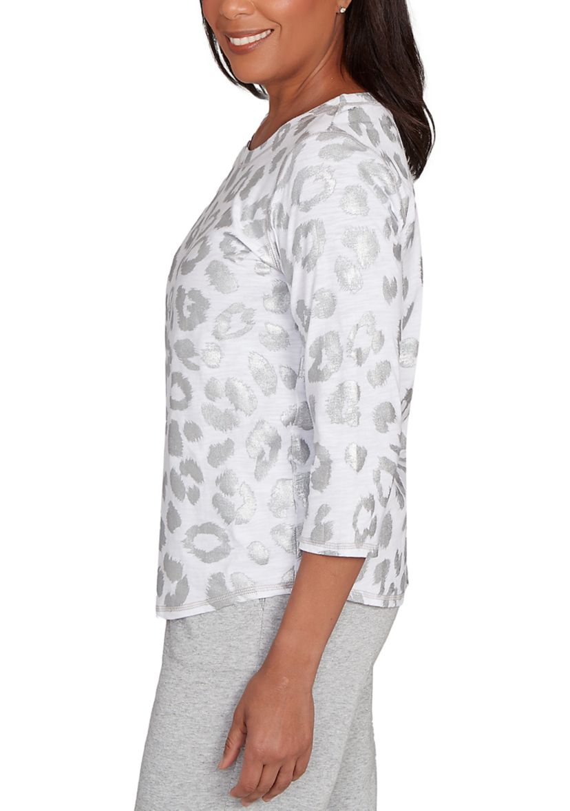 Petite Casual Vibe Monotone Animal Top