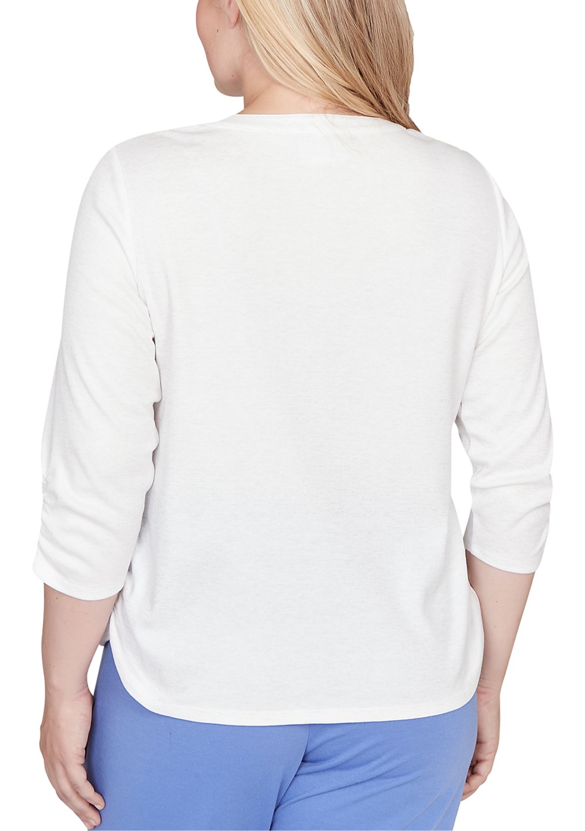 Petite Casual Vibe Floral Geo Vertical Yoke Top