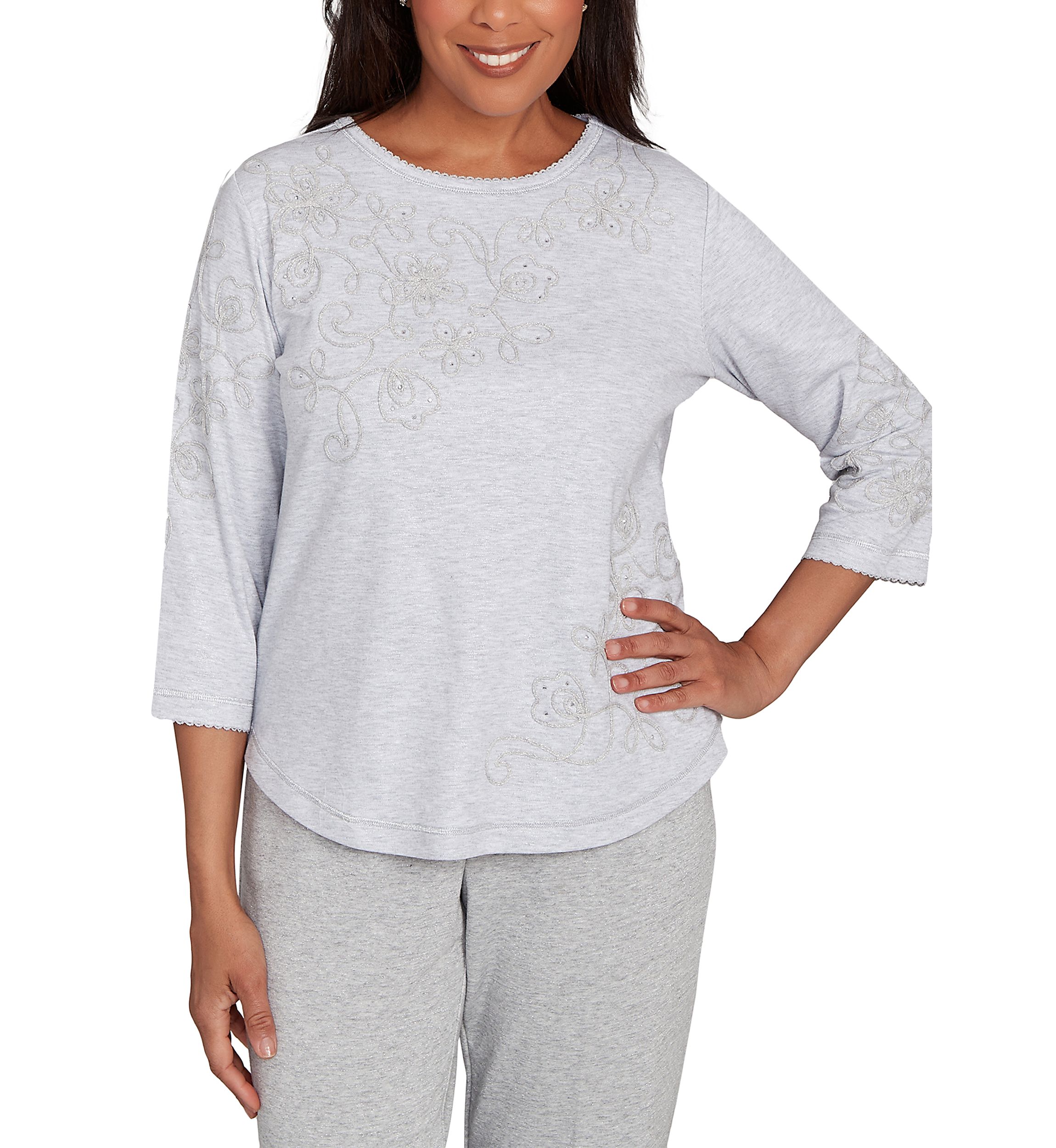 Petite Casual Vibe Asymmetric Soutache Floral Top 