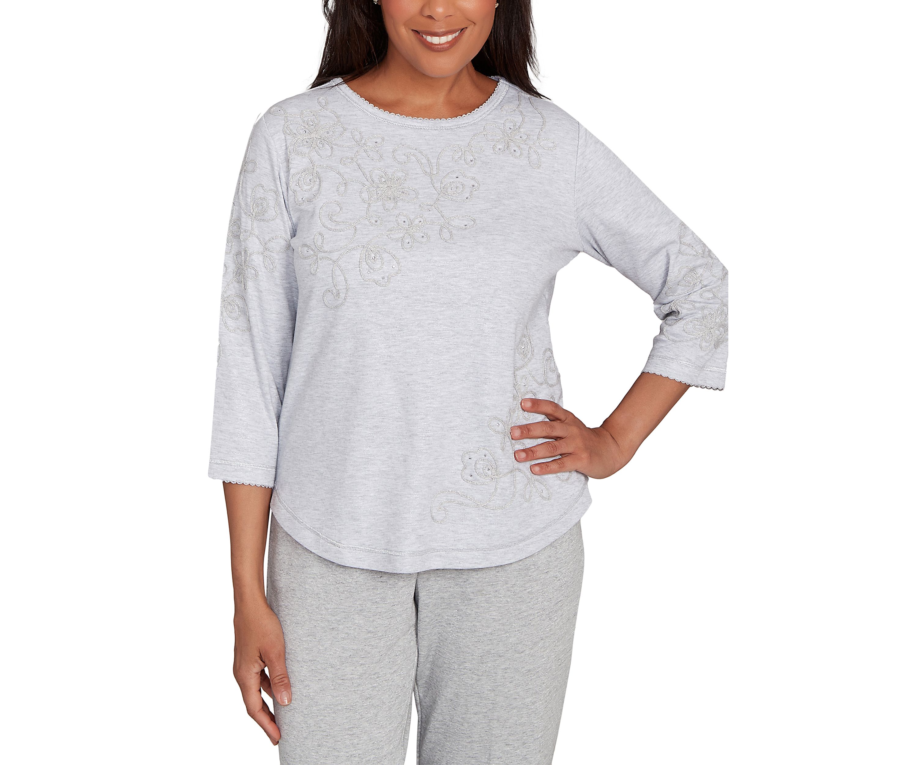 Petite Casual Vibe Asymmetric Soutache Floral Top 