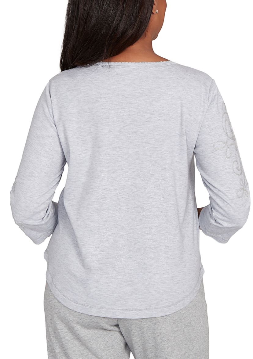 Petite Casual Vibe Asymmetric Soutache Floral Top 