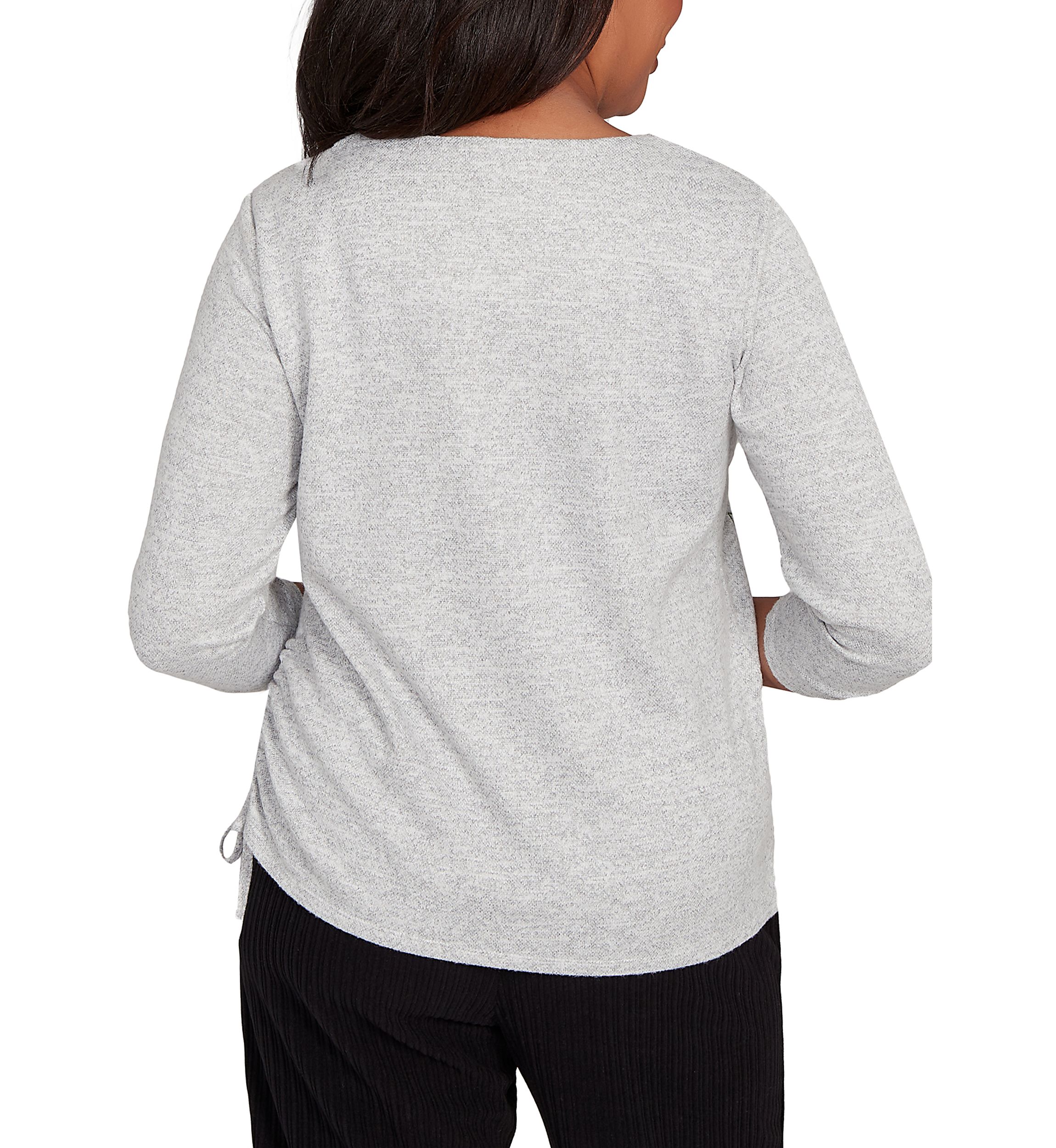 Petite Casual Vibe Asymmetric Flowers Embroidery Top 