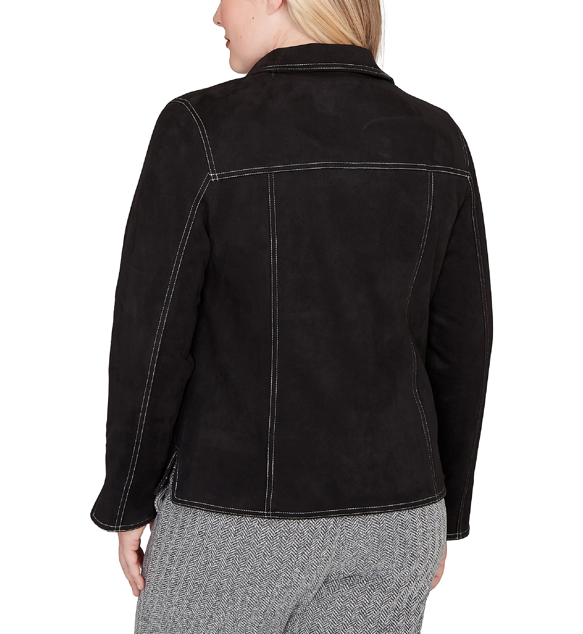 Womens Jet Setter Faux Suede Jacket with Print Lining