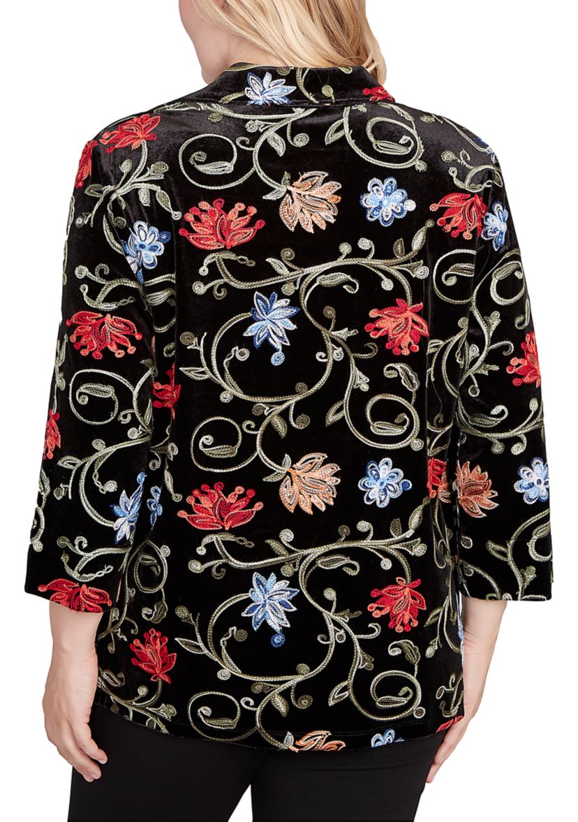 Womens Jet Setter Velvet Floral Two In One Top