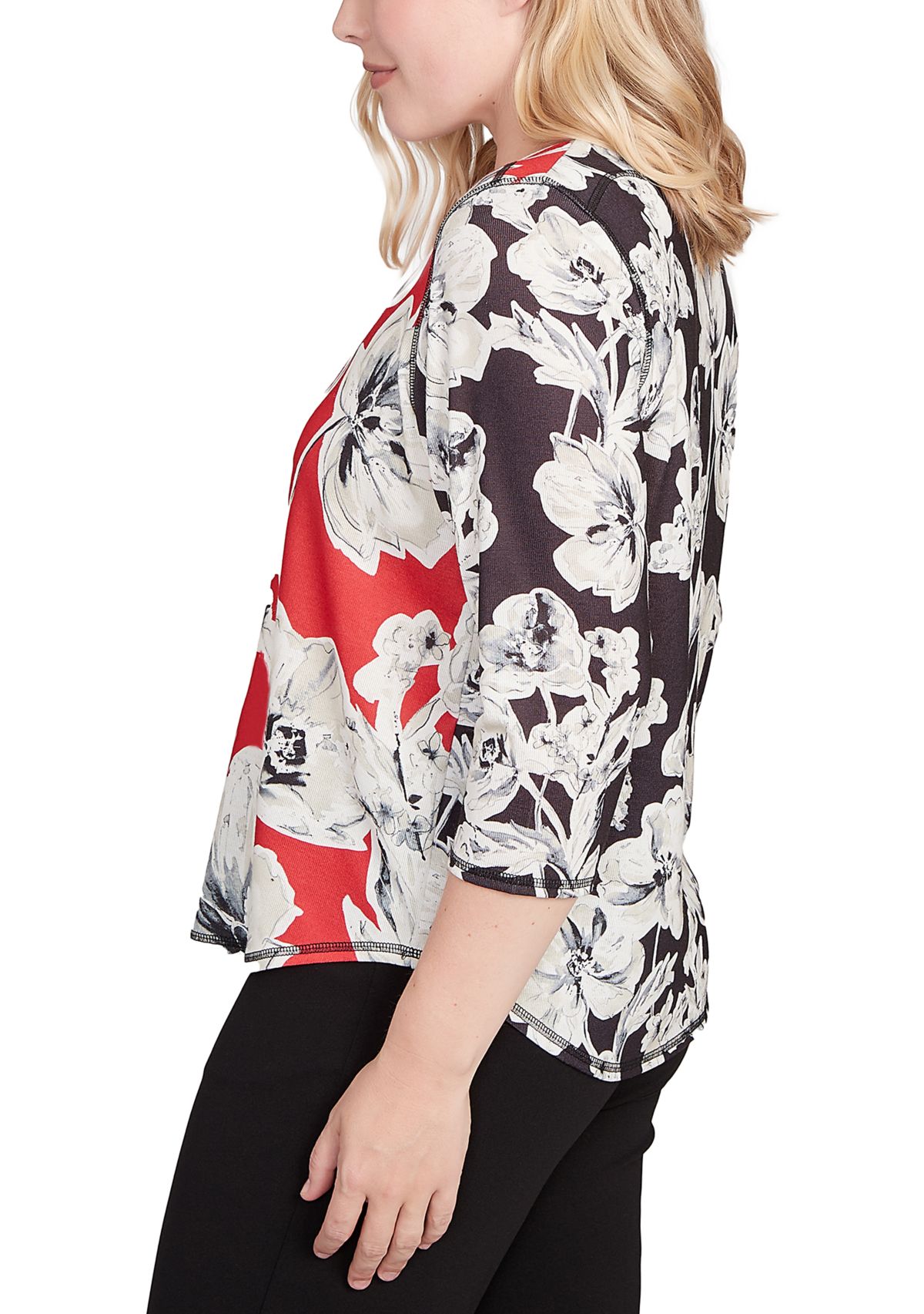 Womens Jet Setter Watercolor Floral Blocking Top