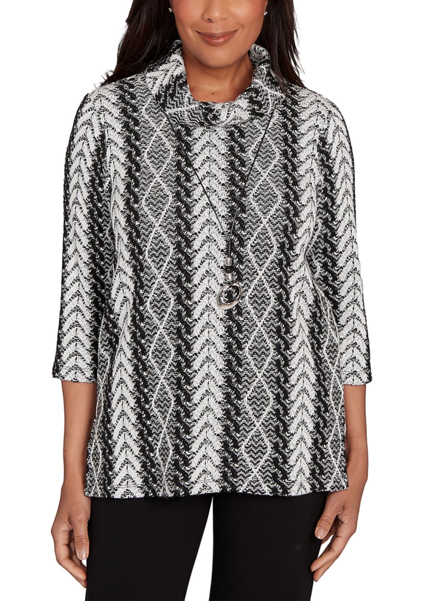 Womens Jet Setter Cable Jacquard Top