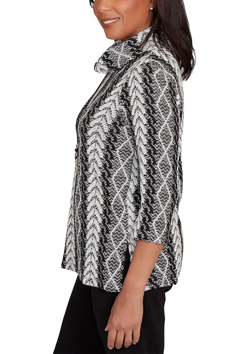 Womens Jet Setter Cable Jacquard Top