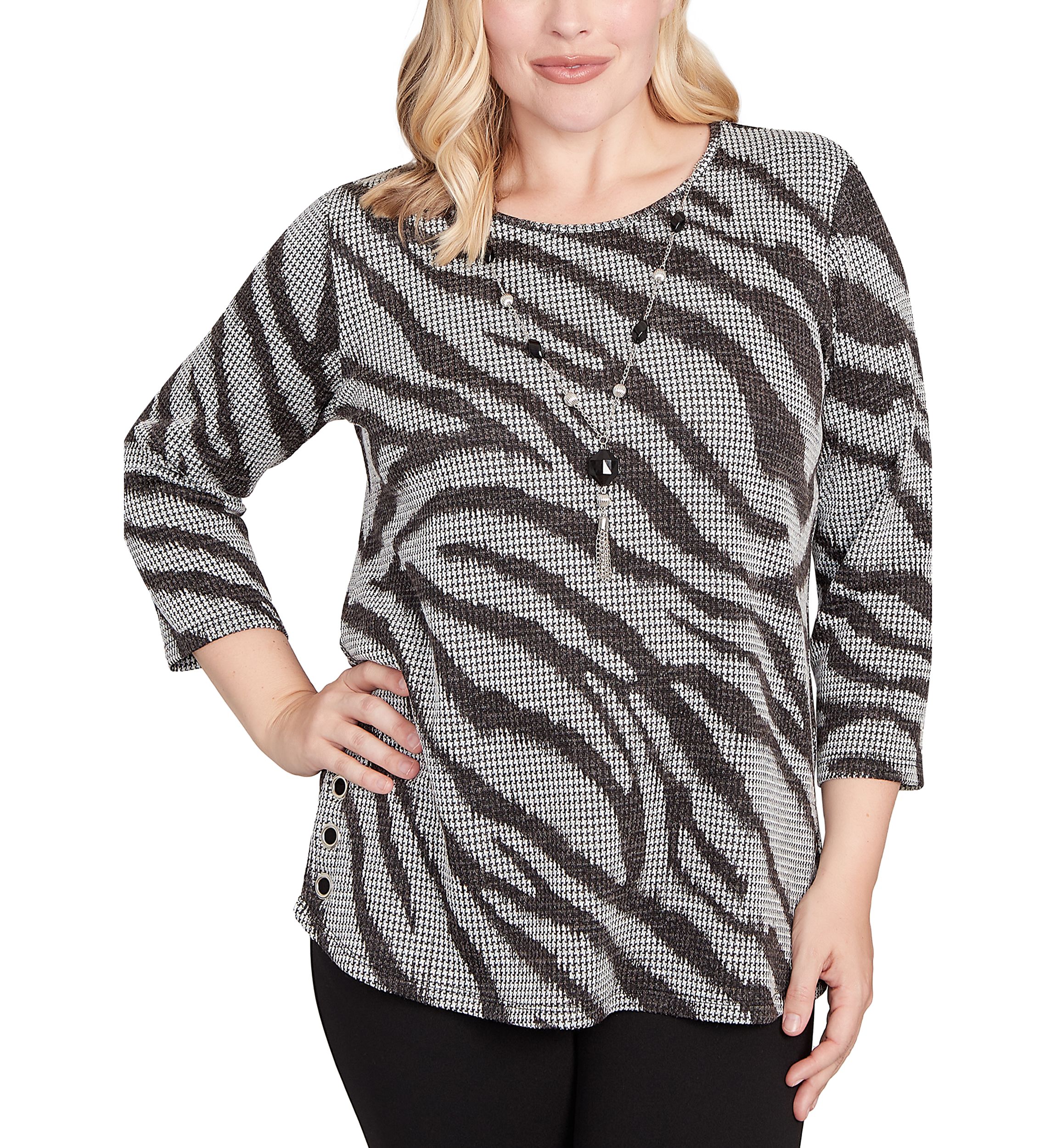 Womens Jet Setter Animal Houndstooth Top