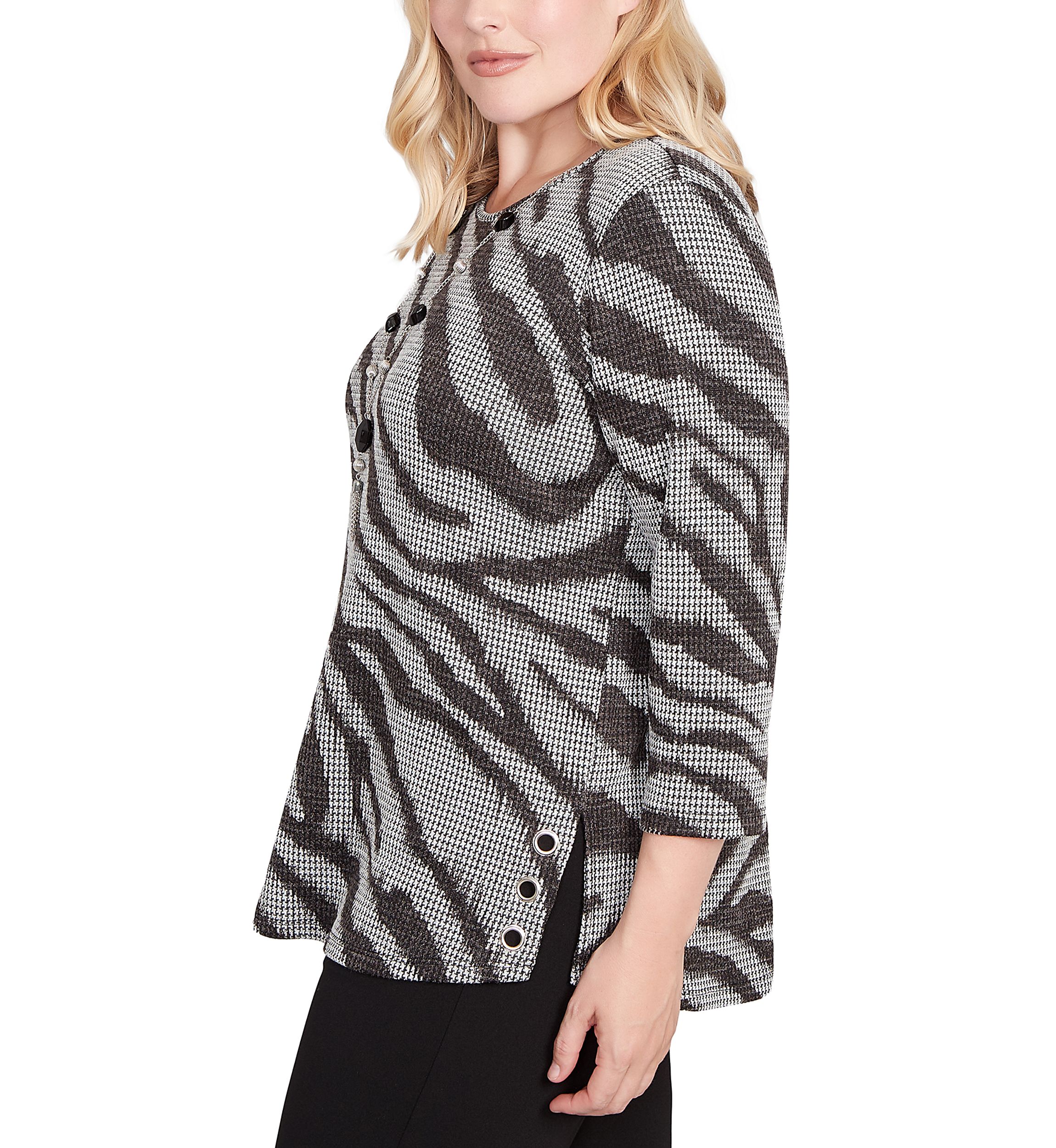 Womens Jet Setter Animal Houndstooth Top