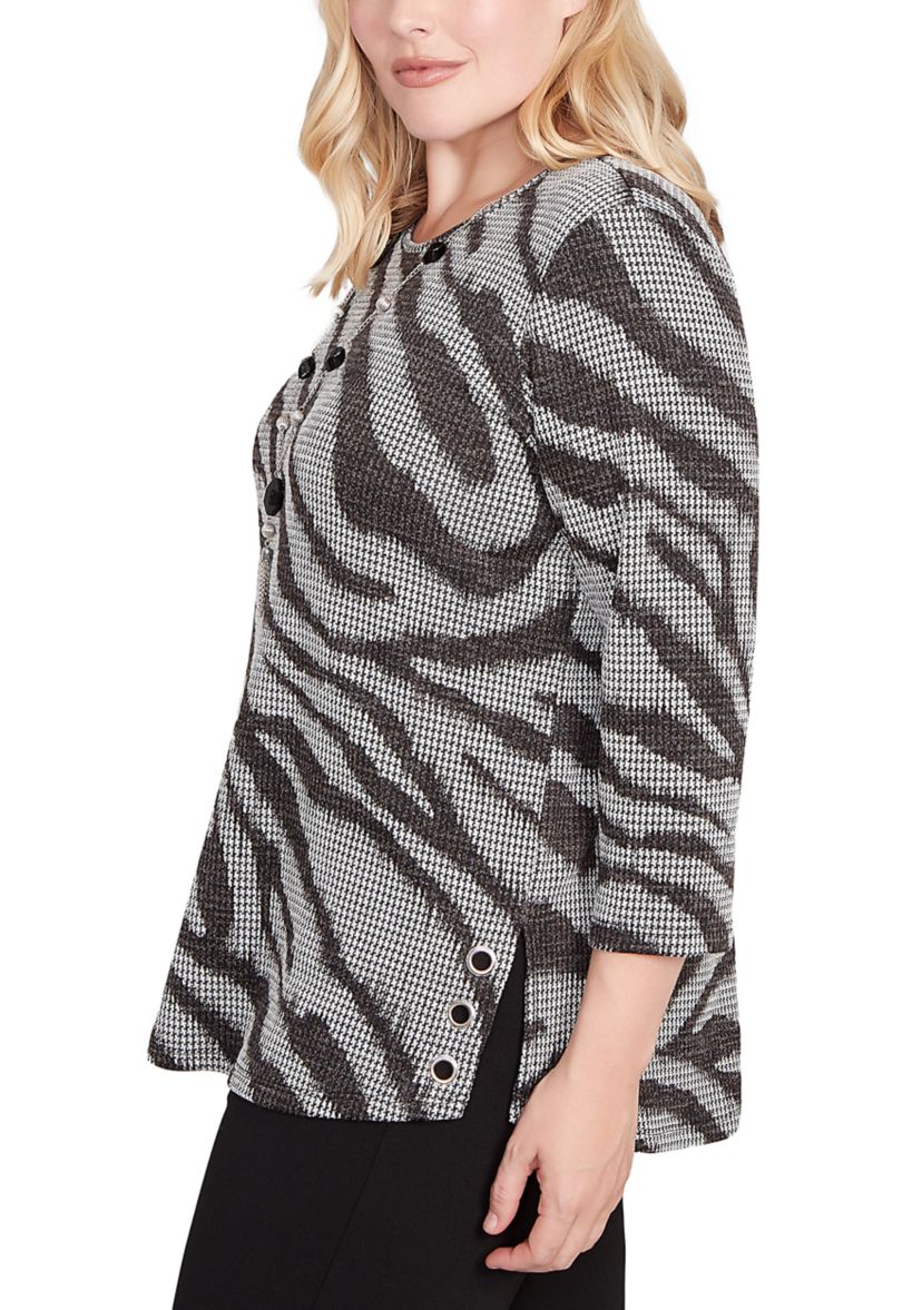 Womens Jet Setter Animal Houndstooth Top