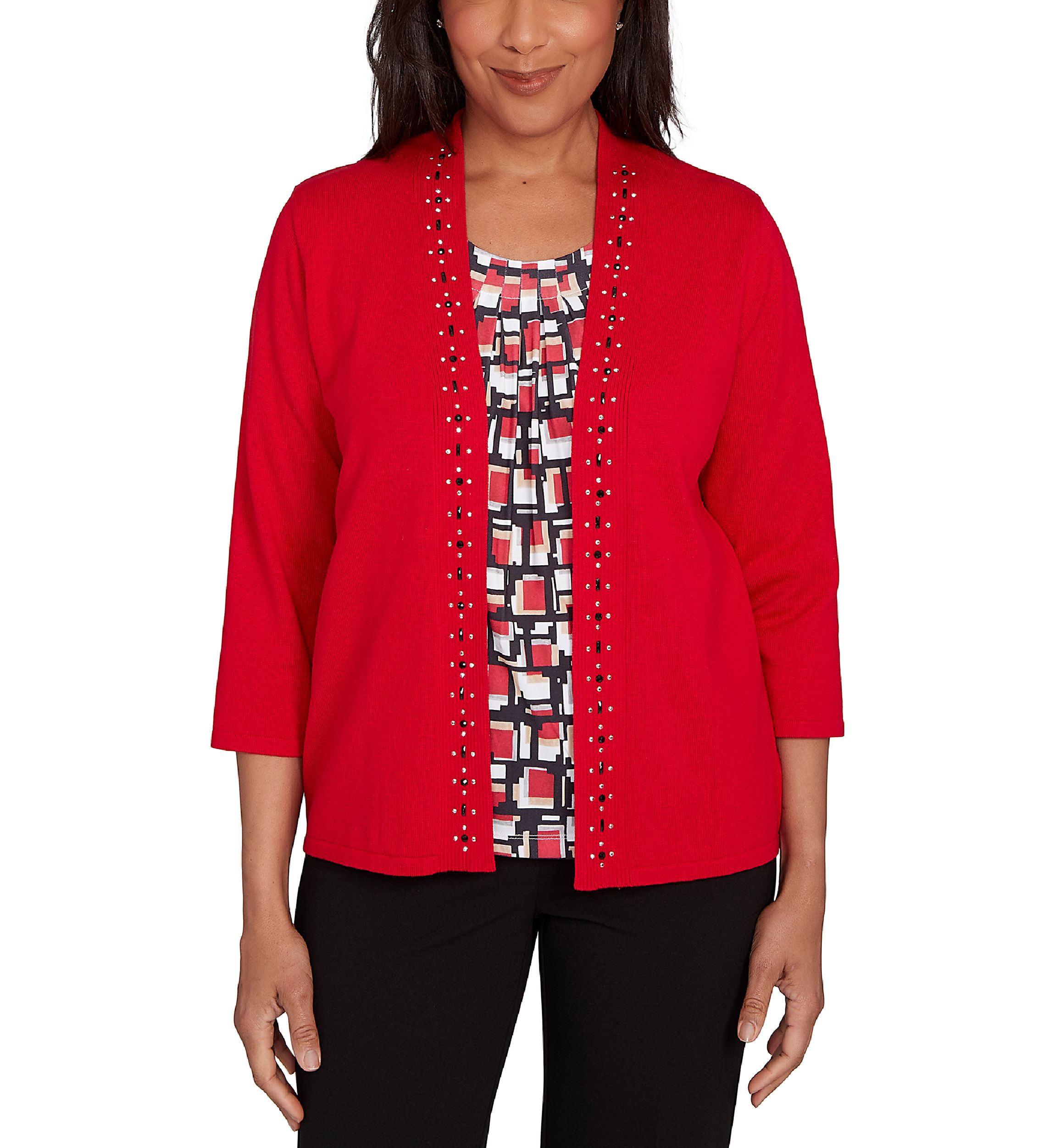 Womens Jet Setter Geometric Inner Two In One Sweater