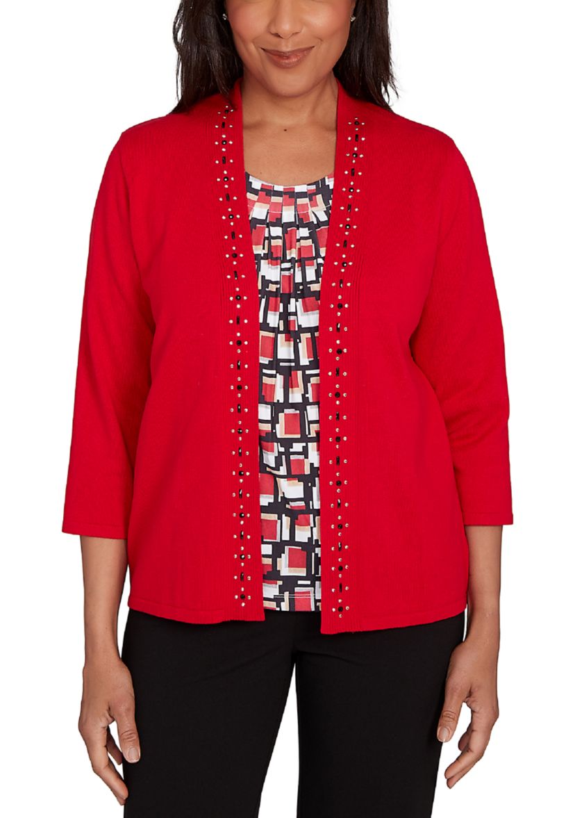 Womens Jet Setter Geometric Inner Two In One Sweater