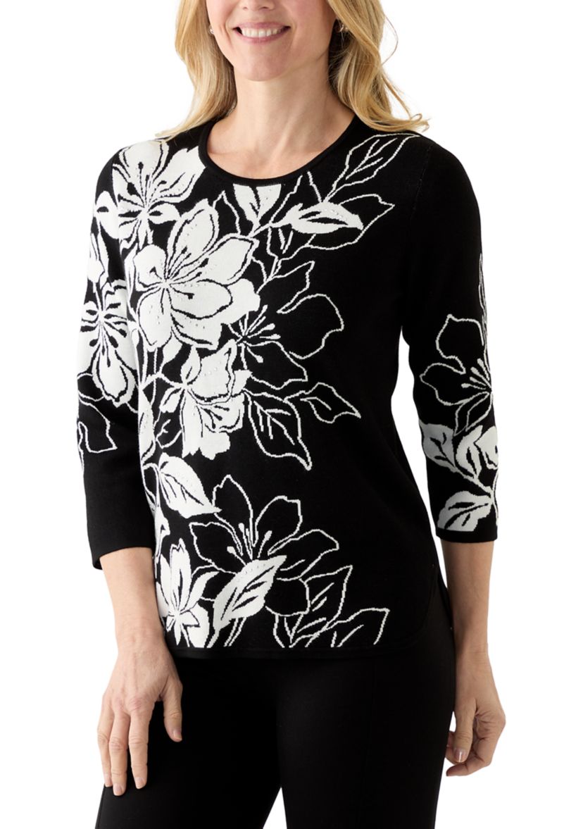 Womens  Jet Setter Bold Floral Jacquard Sweater