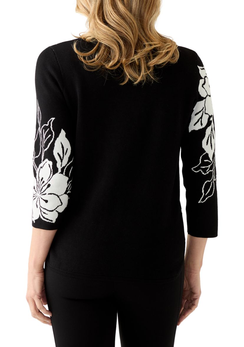 Womens  Jet Setter Bold Floral Jacquard Sweater