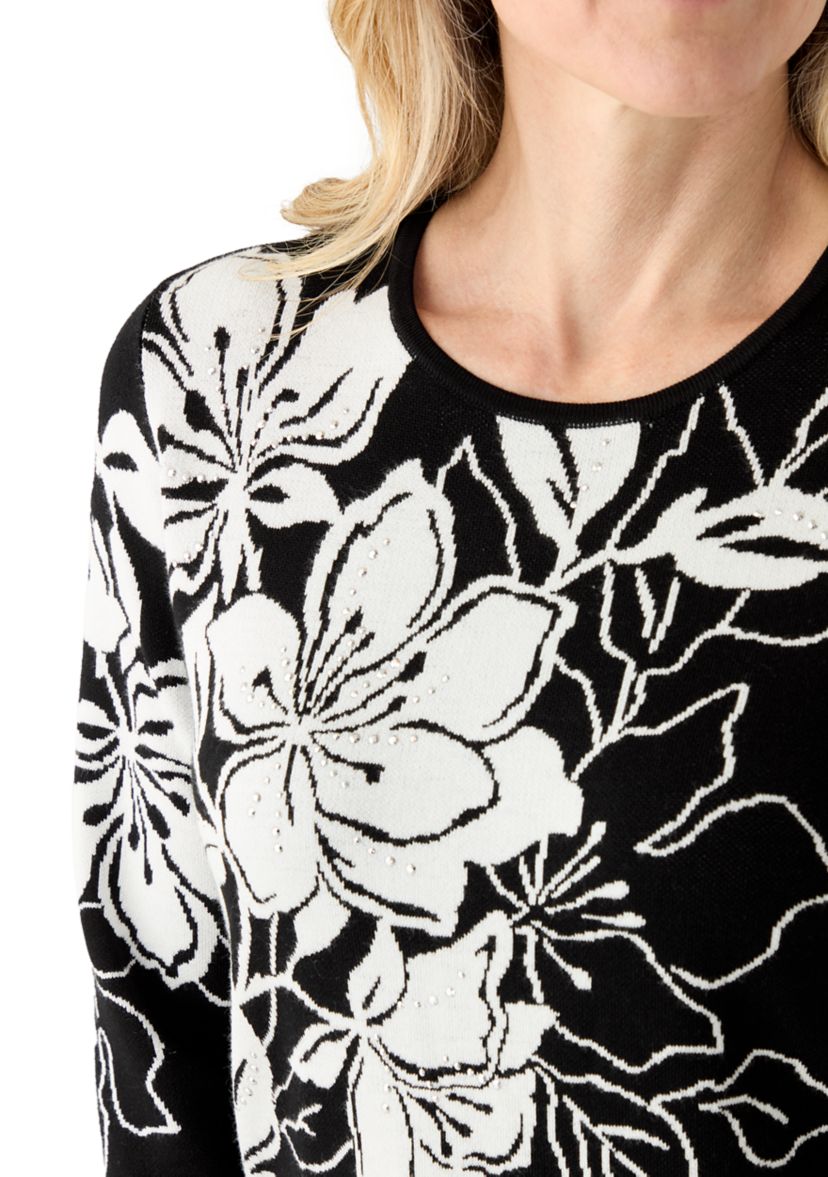 Womens  Jet Setter Bold Floral Jacquard Sweater