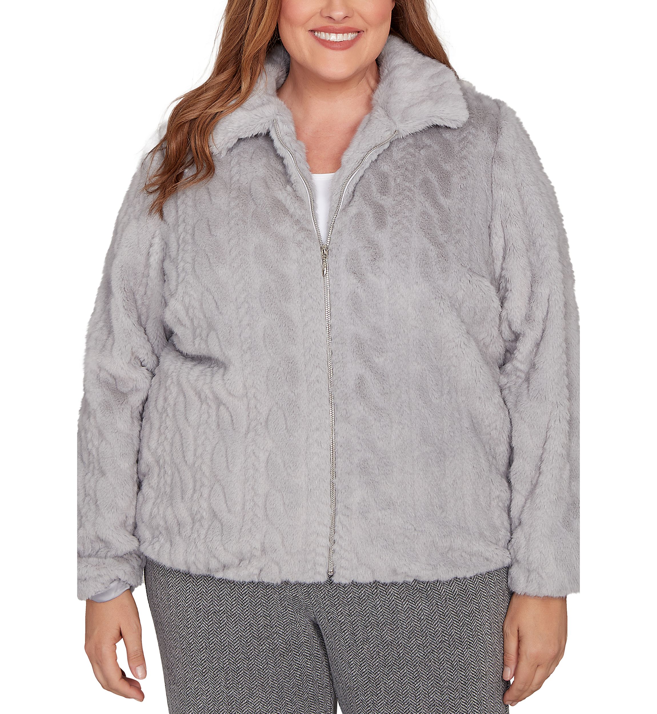 Plus Size Jet Setter Sculpted Faux Fur Jacket 