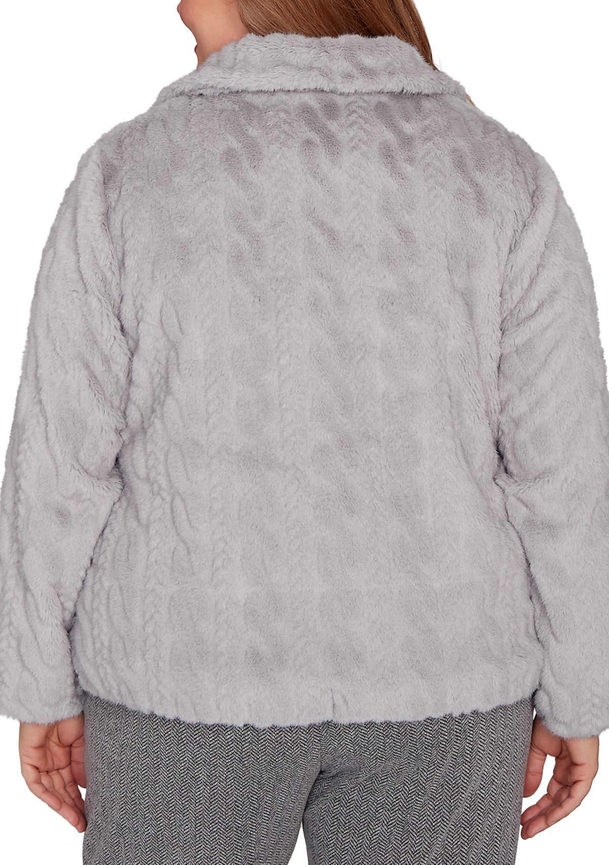 Plus Size Jet Setter Sculpted Faux Fur Jacket 