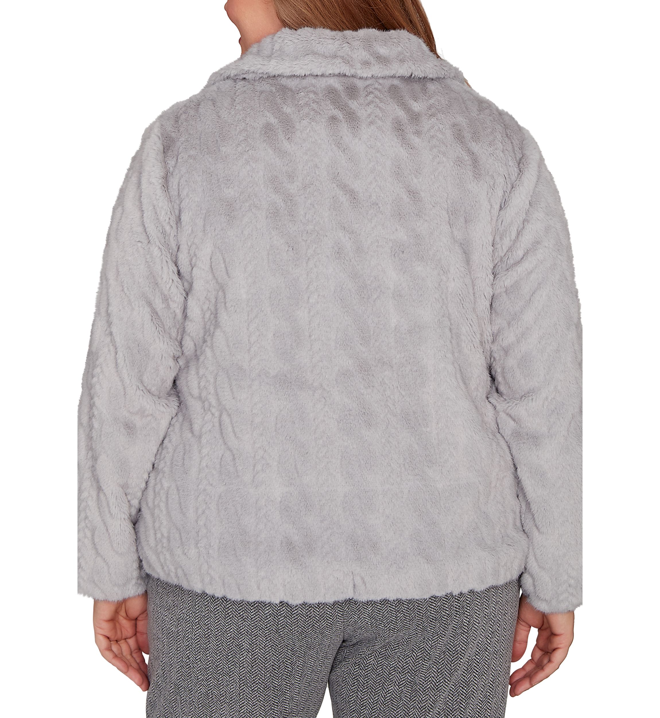 Plus Size Jet Setter Sculpted Faux Fur Jacket 