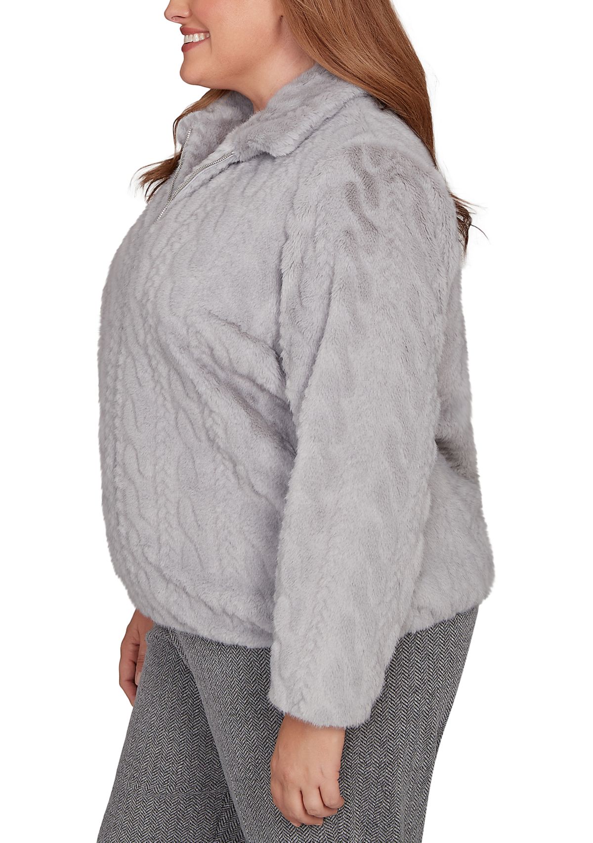 Plus Size Jet Setter Sculpted Faux Fur Jacket 