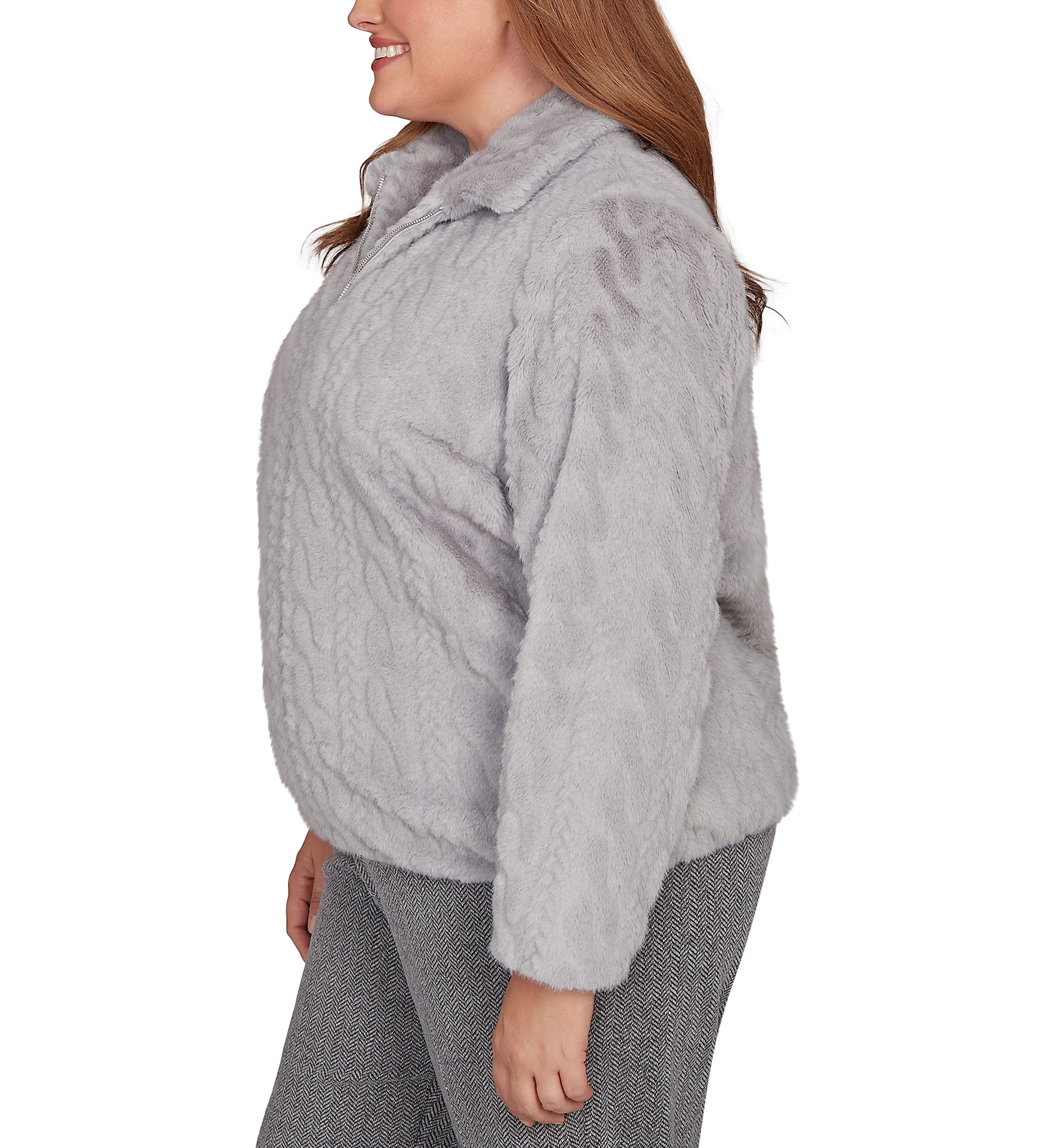 Plus Size Jet Setter Sculpted Faux Fur Jacket 