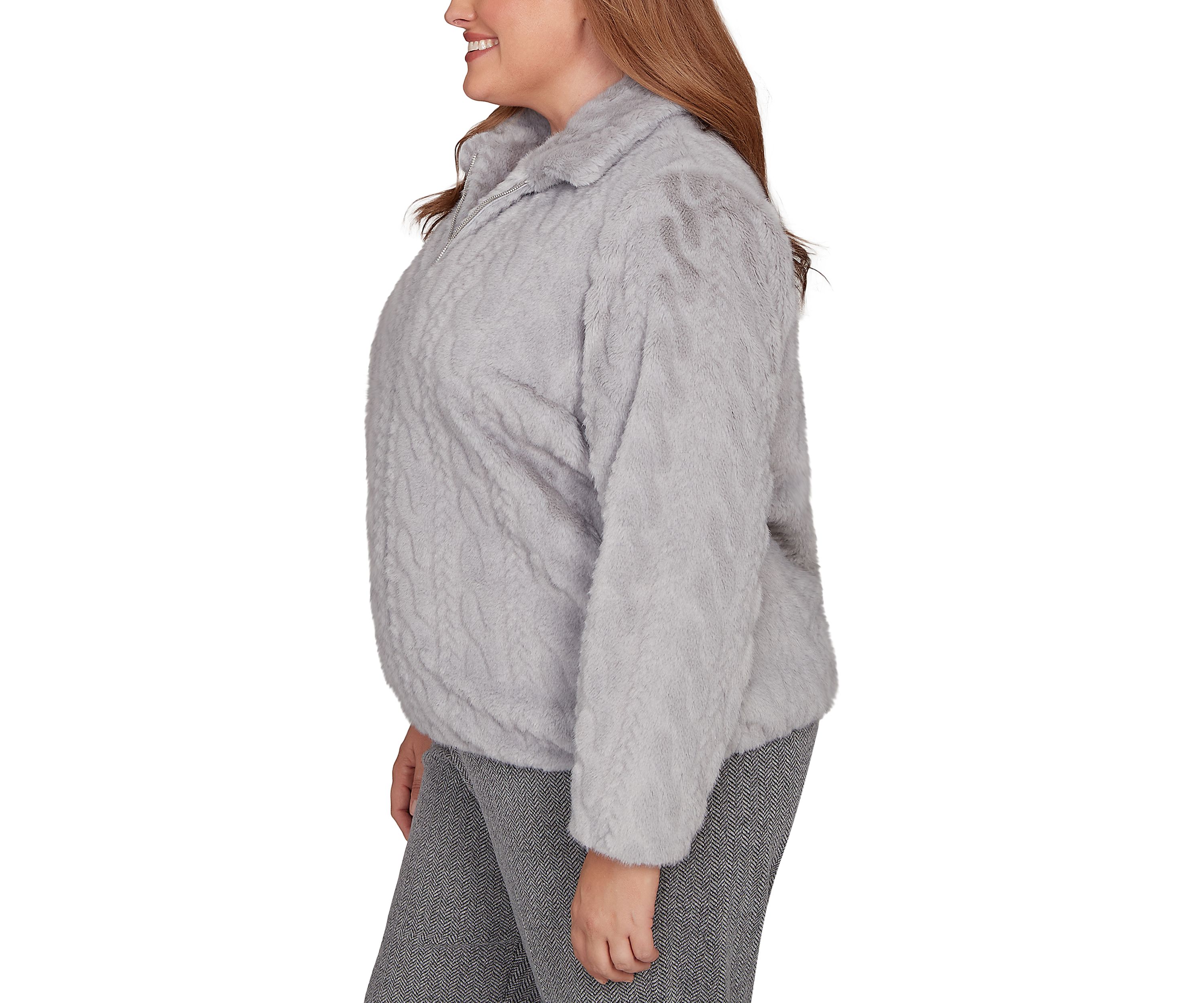 Plus Size Jet Setter Sculpted Faux Fur Jacket 