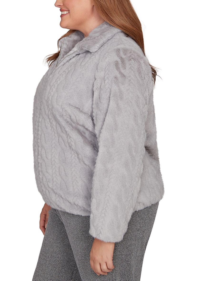 Plus Size Jet Setter Sculpted Faux Fur Jacket 