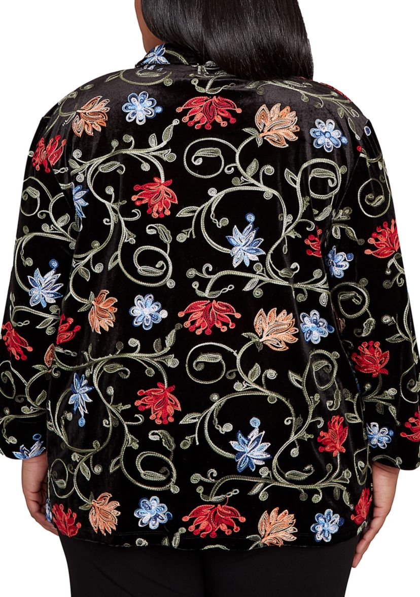 Plus Size Jet Setter Velvet Floral Two In One Top 