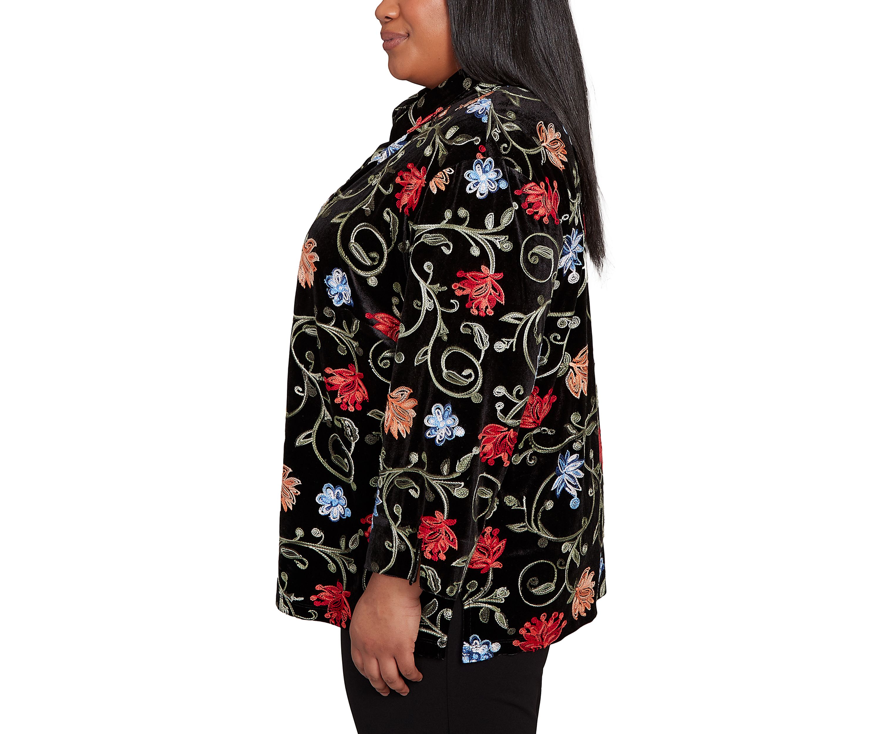 Plus Size Jet Setter Velvet Floral Two In One Top 