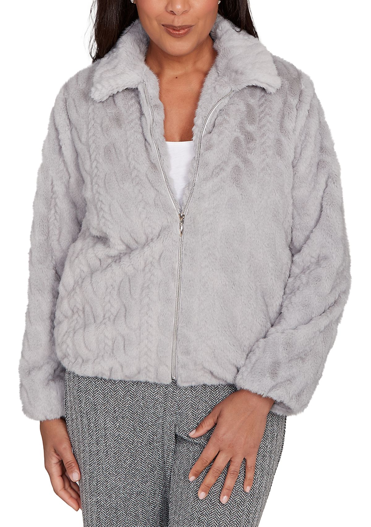 Petite Jet Setter Sculpted Faux Fur Jacket