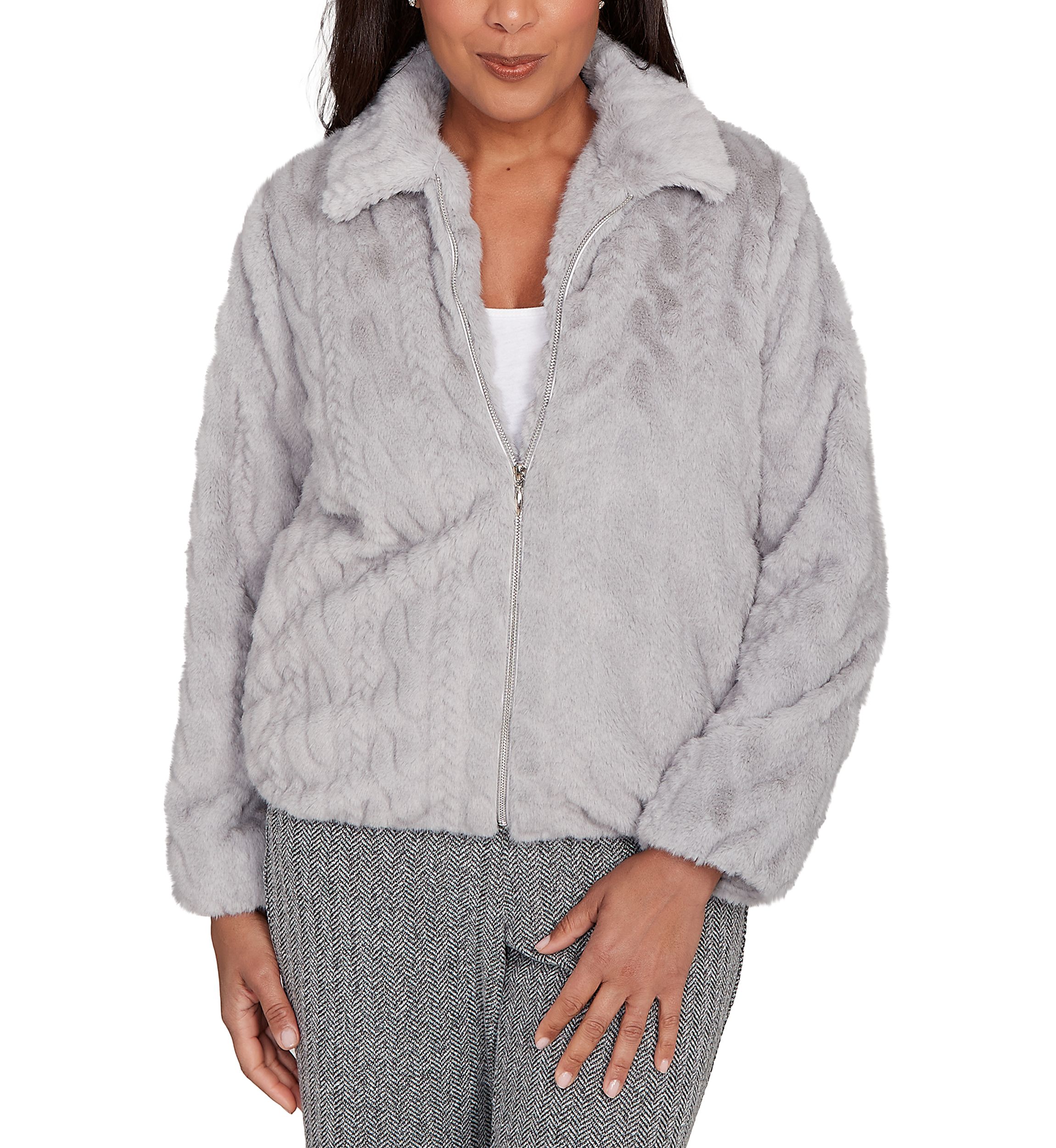 Petite Jet Setter Sculpted Faux Fur Jacket