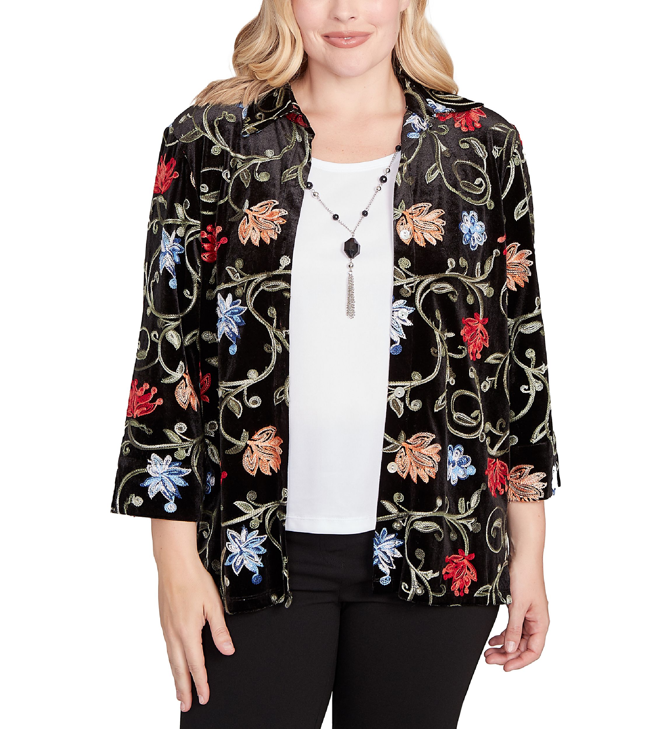Petite Jet Setter Velvet Floral Two In One Top 