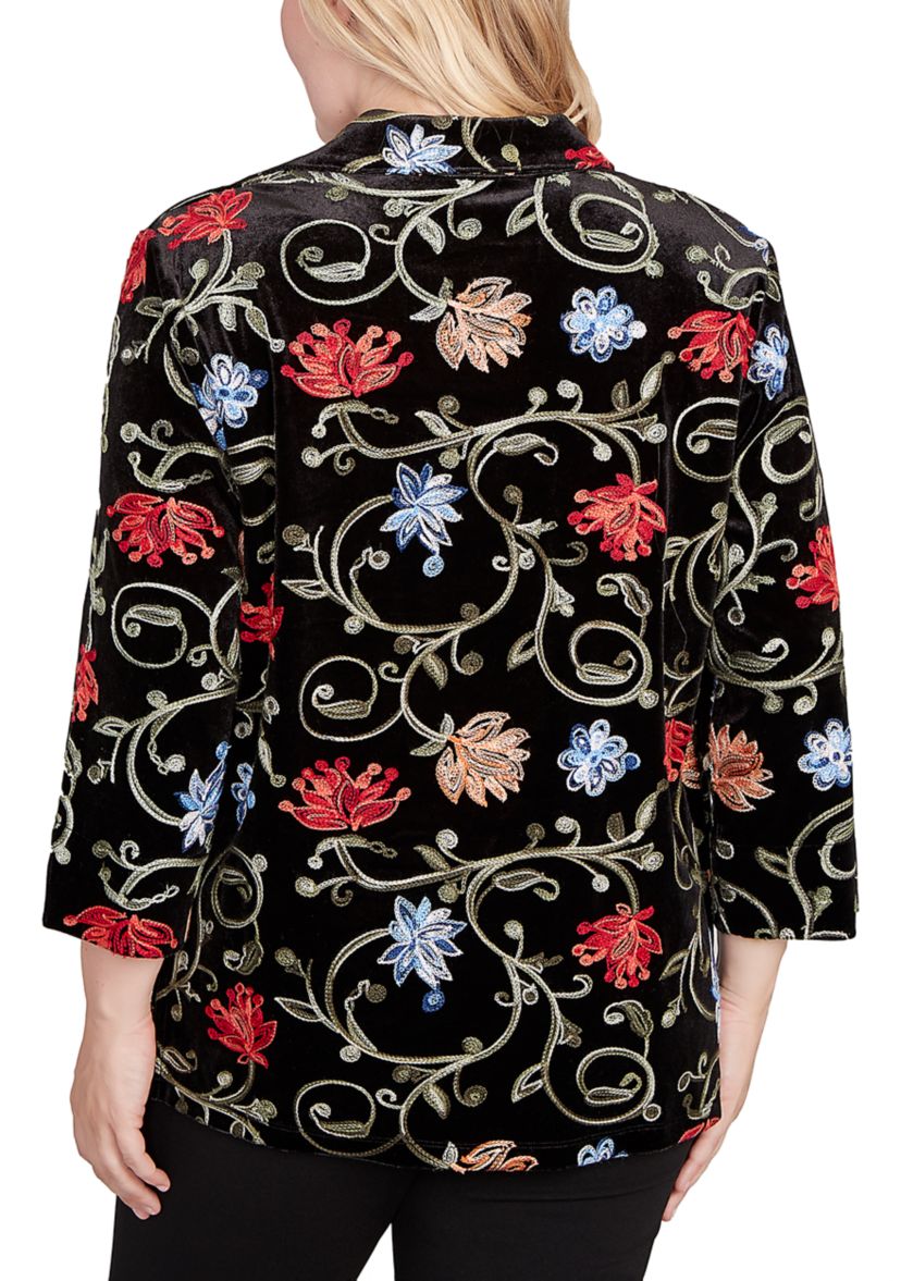 Petite Jet Setter Velvet Floral Two In One Top 
