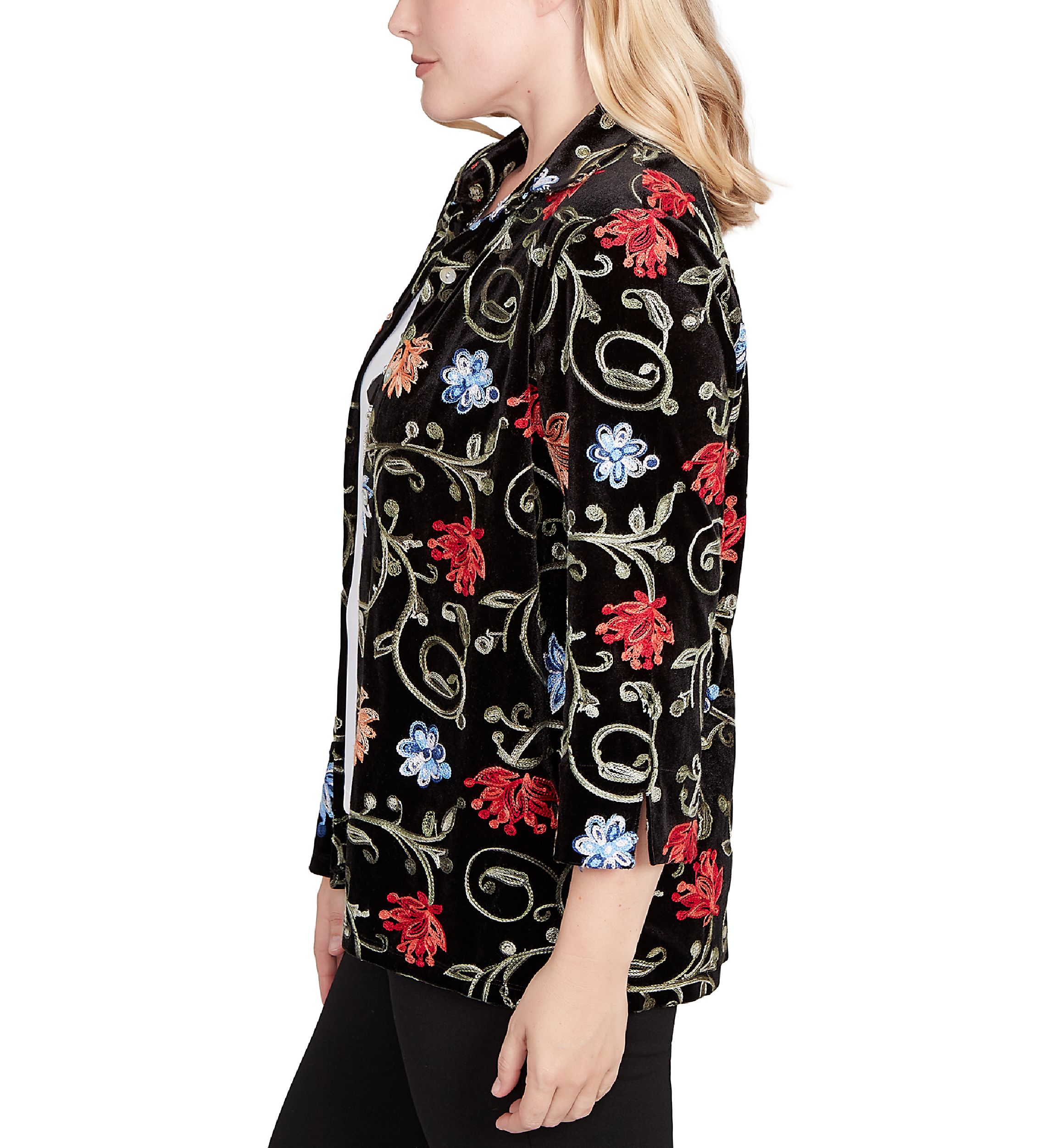 Petite Jet Setter Velvet Floral Two In One Top 
