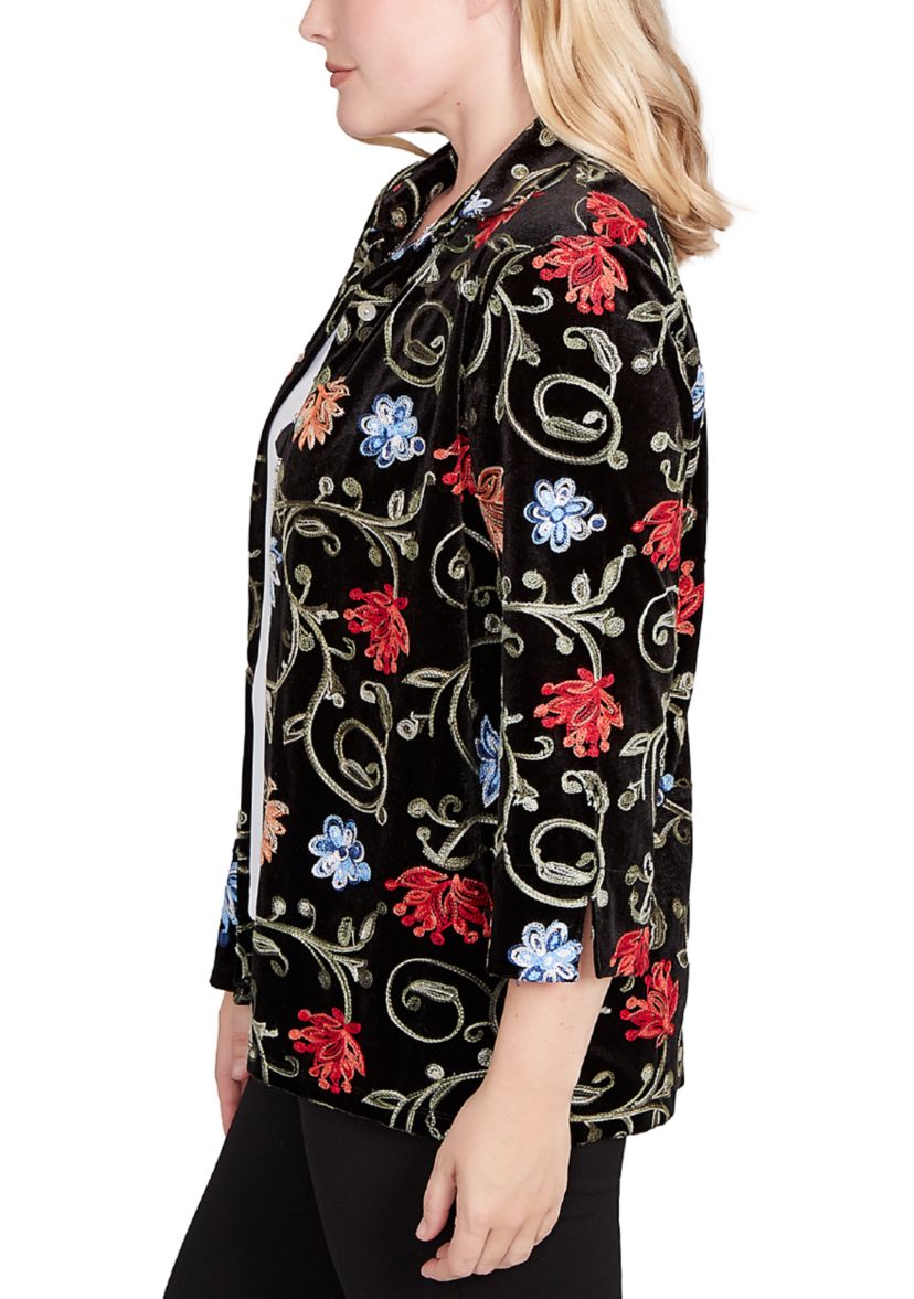 Petite Jet Setter Velvet Floral Two In One Top 