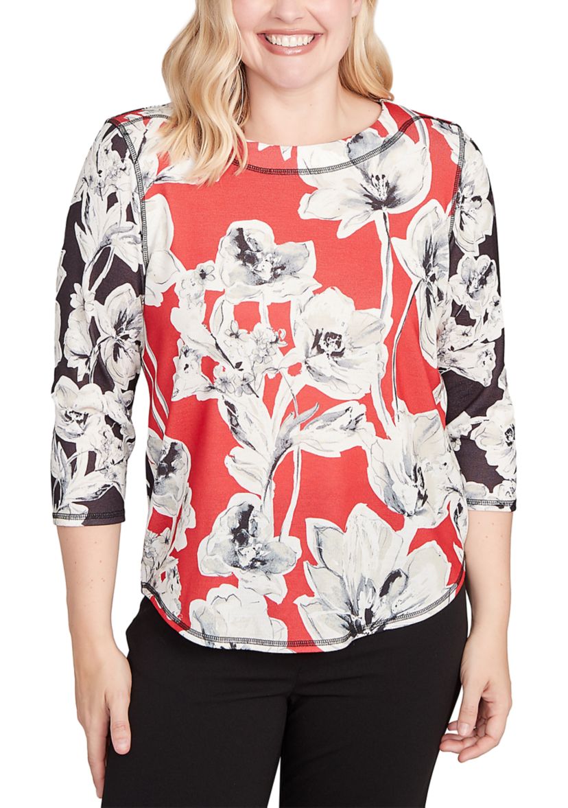 Petite Jet Setter Watercolor Floral Blocking Top