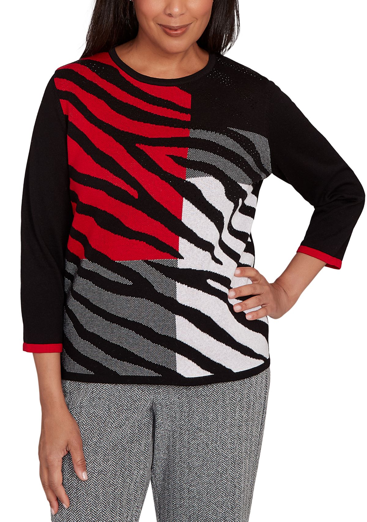 Petite Jet Setter Zebra Colorblock Top