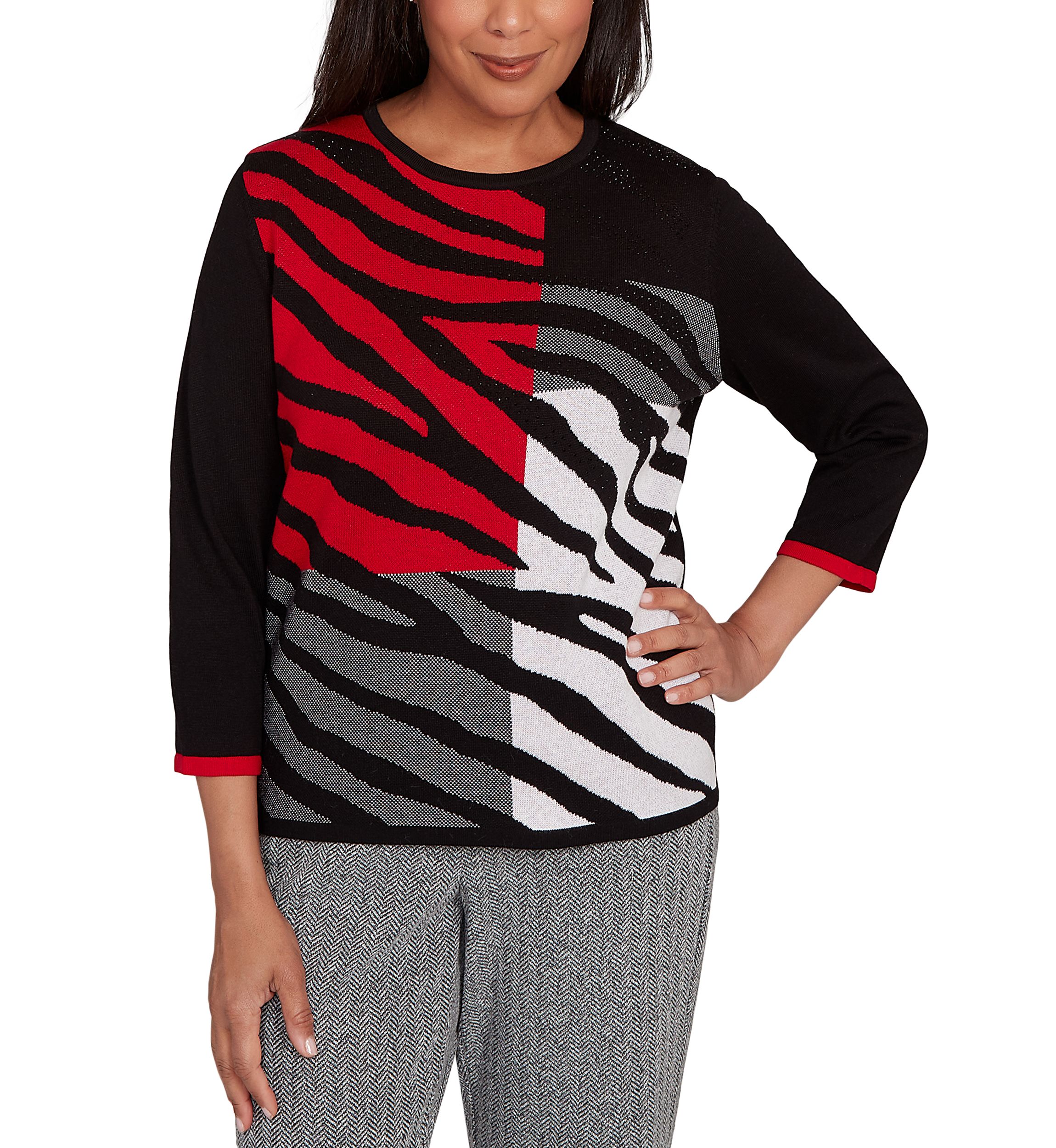 Petite Jet Setter Zebra Colorblock Top