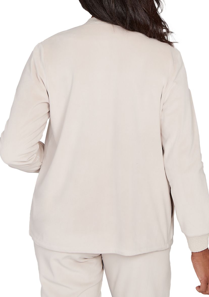 Womens Calm Luxe Cardigan with Rib Trim