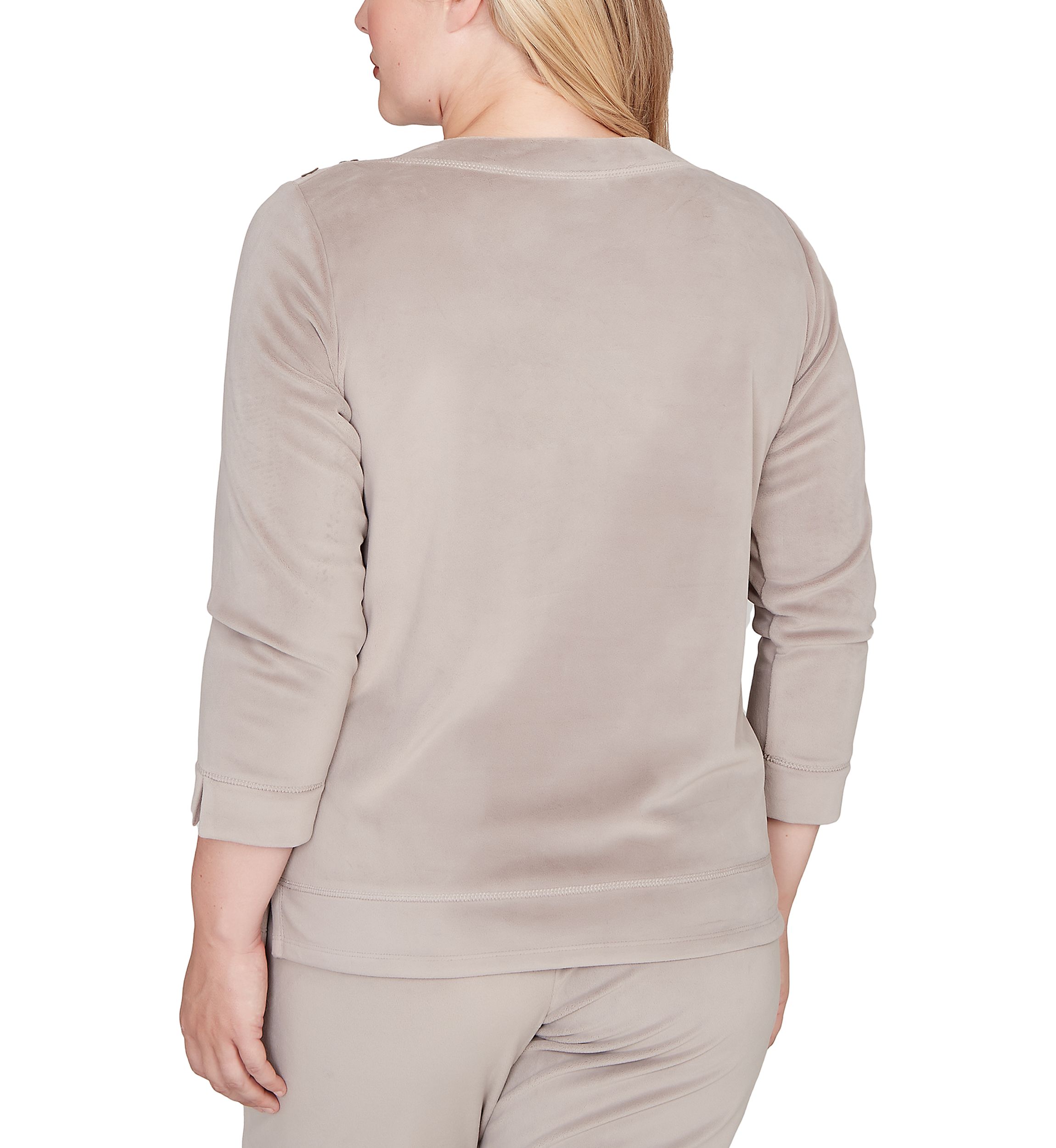 Womens Calm Luxe Shoulder Button Top