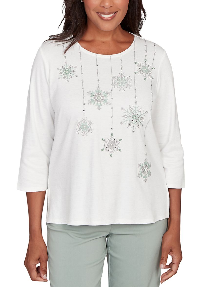 Womens Stockbridge Snowflakes Shimmer Top