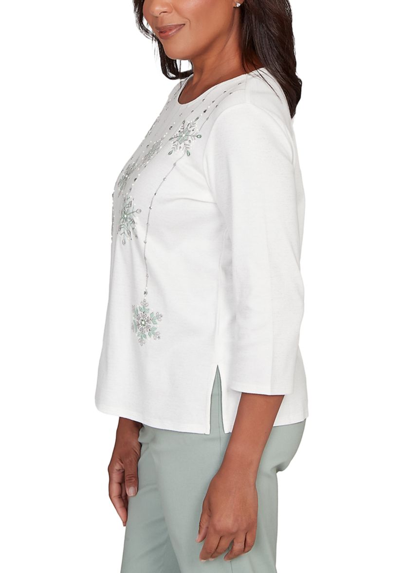 Womens Stockbridge Snowflakes Shimmer Top