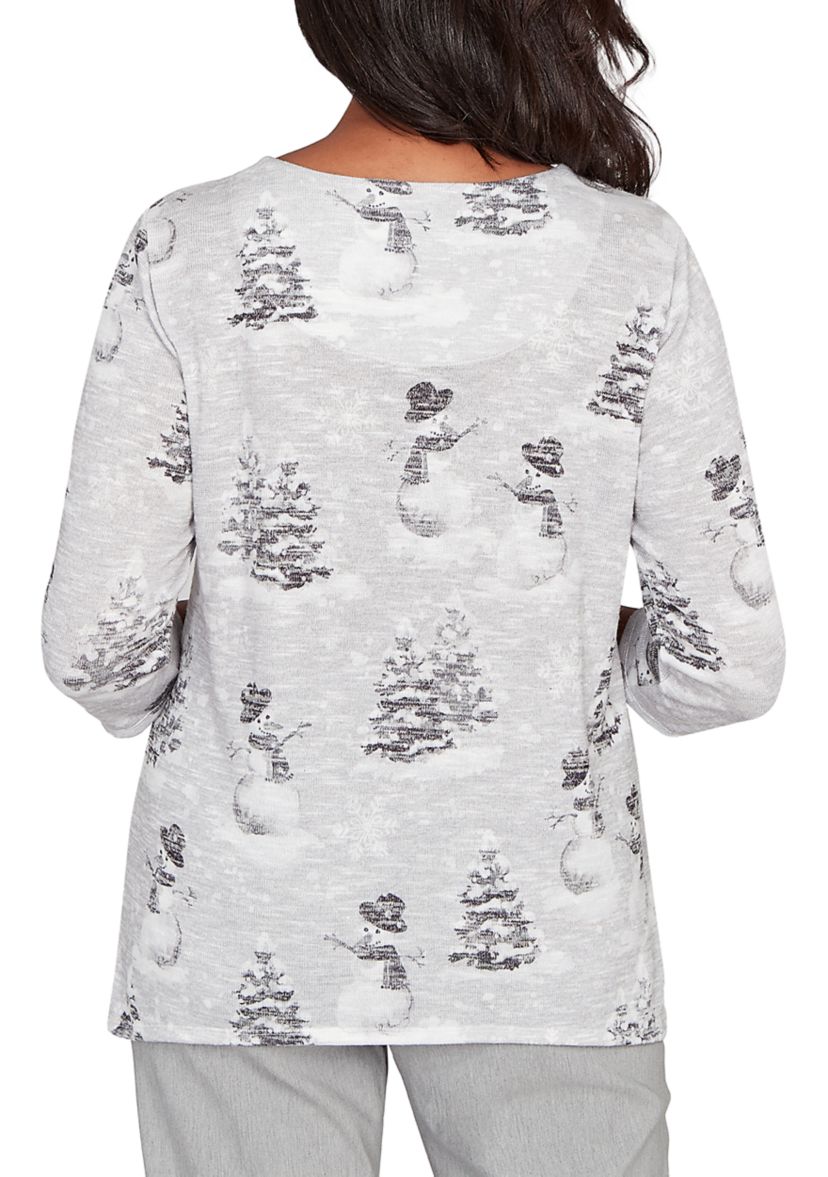Womens Stockbridge Snowmen Scene Top