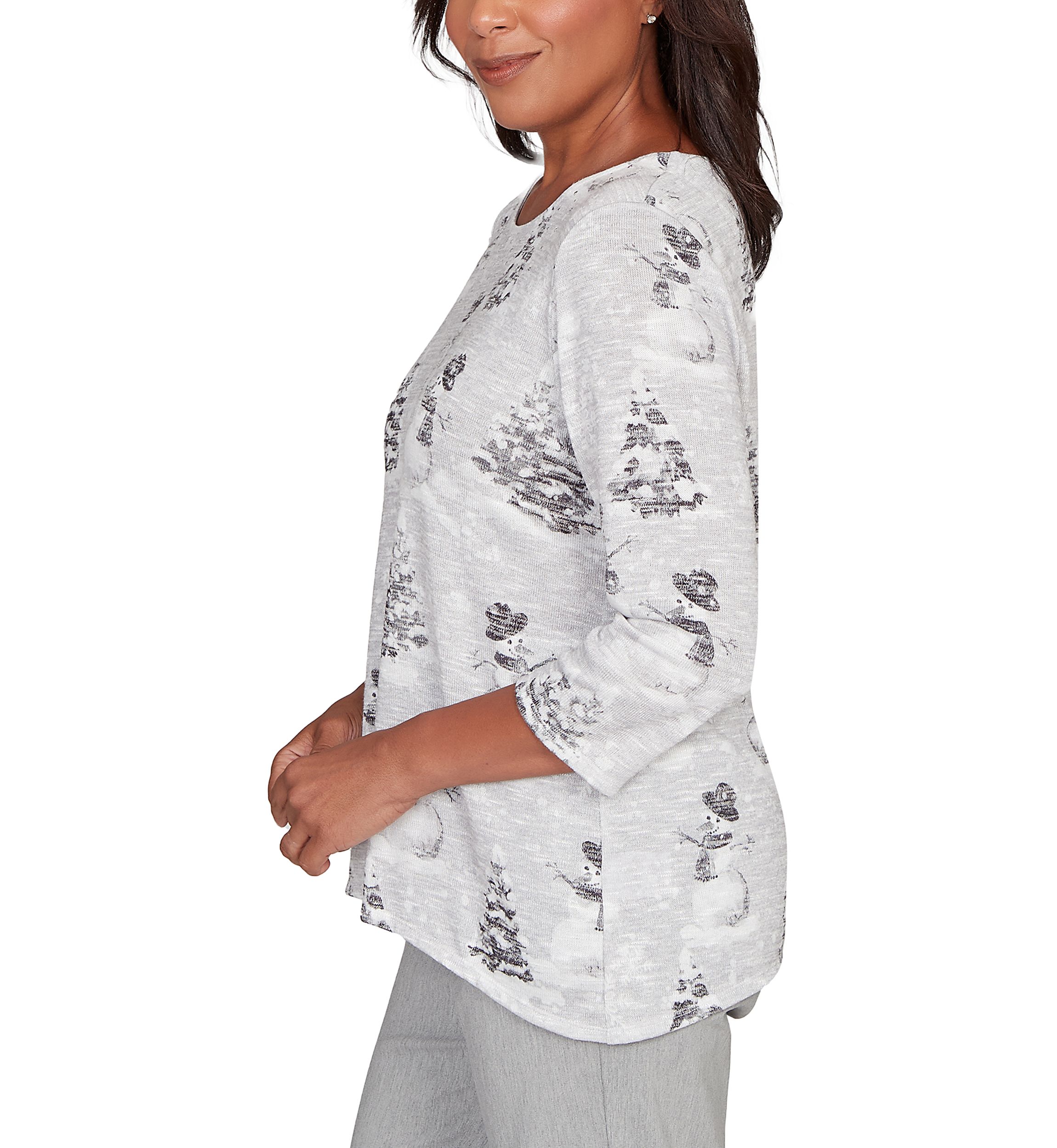 Womens Stockbridge Snowmen Scene Top