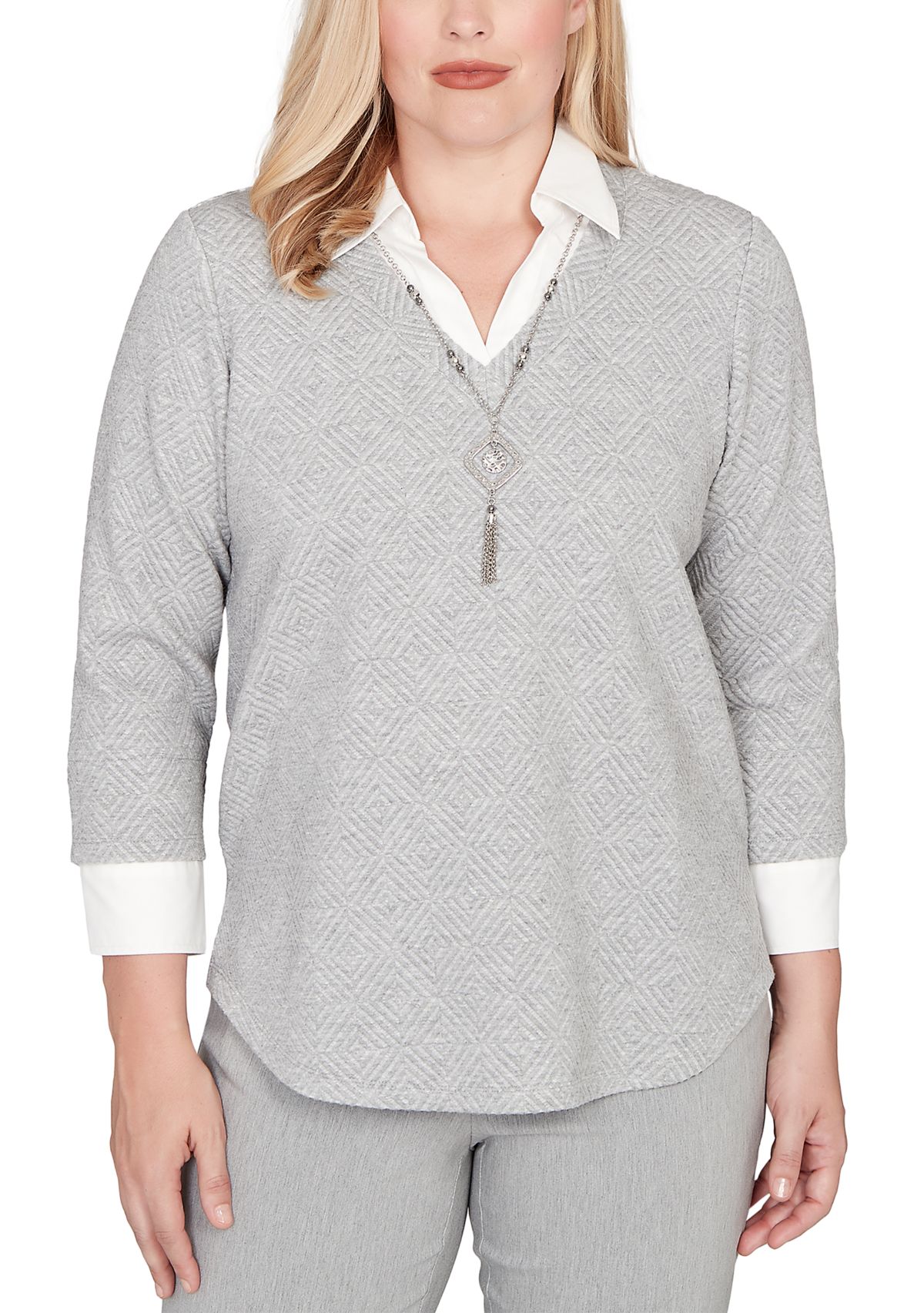 Womens Stockbridge Diamond Jacquard Two In One Top